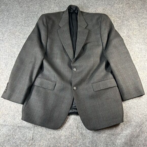Vintage Ralph Lauren Blazer 100% Lambswool Mens Size 42R Gray Plaid Sports Coat - Picture 1 of 11
